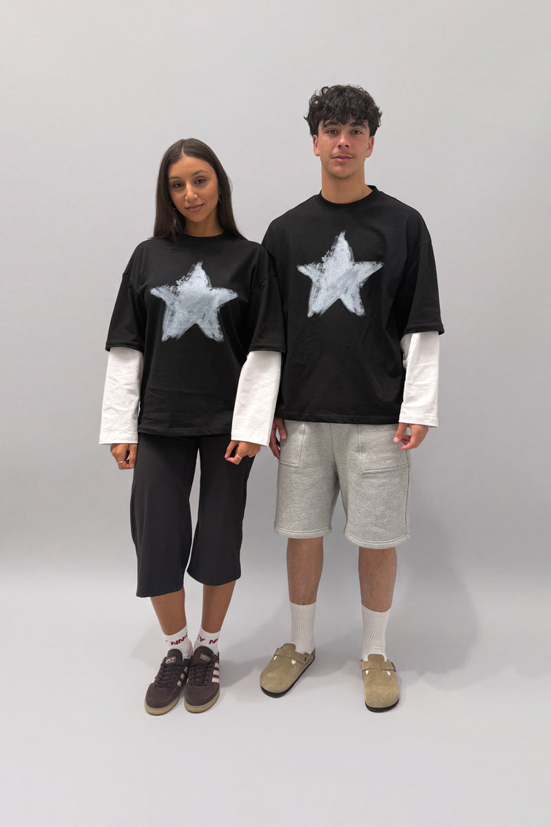 Layered Tshirt - Black - NNCY