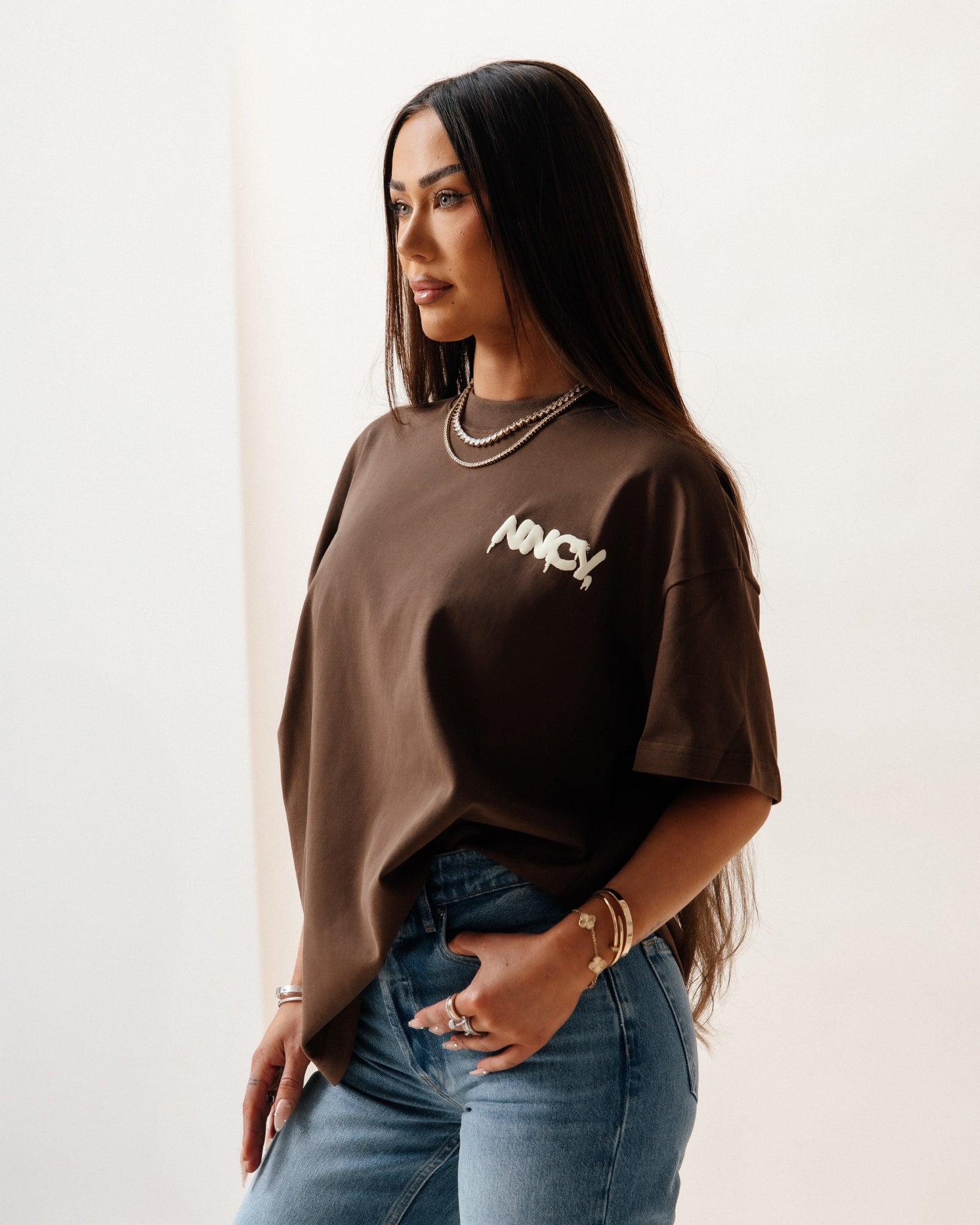 Brown Graffiti Print Tee